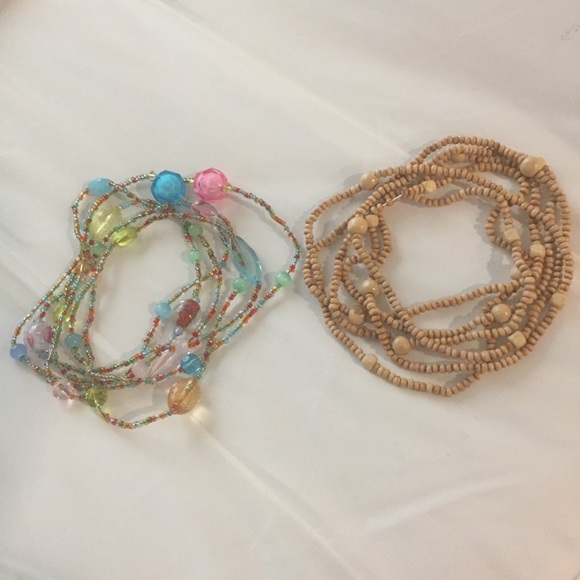 2 LOTS necklaces long tiny beaded long colorful - Picture 3 of 8